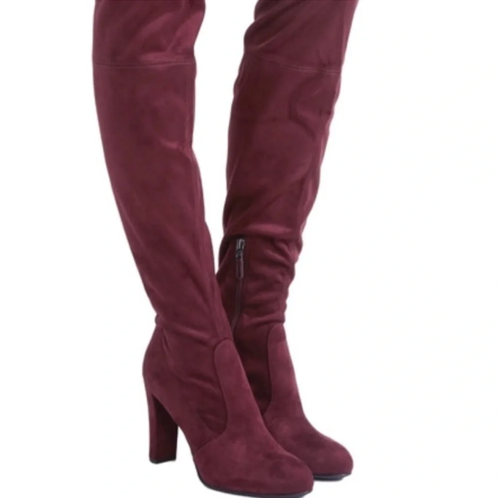 SAM EDELMAN KENT over the knee heeled suede boot dark grey